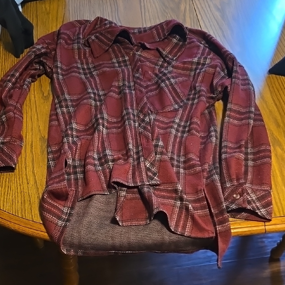 Plaid Kids Shirt in Burgundy